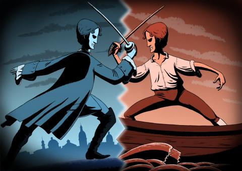 ilustracion Robinson Crusoe: Lucha interna