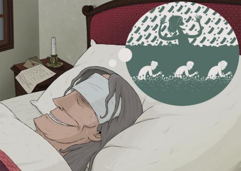 ilustracion Robinson Crusoe: Cae enfermo tras saber la gran fortuna que posee