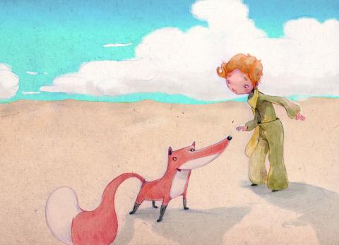 ilustracion El principito: El principito y el zorro