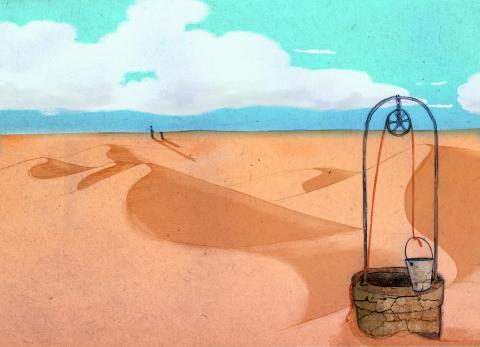 ilustracion El principito: El pozo en el desierto