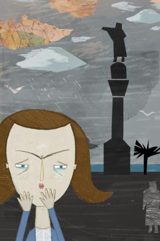 ilustracion Nada: Andrea medio histérica por la falta de alimento deambula sin rumbo por la ciudad