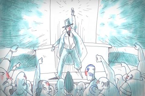 ilustracion Moby-Dick: El capitán Ahab ofrece una onza de oro española