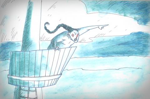 ilustracion Moby-Dick: Tashtego divisa las ballenas