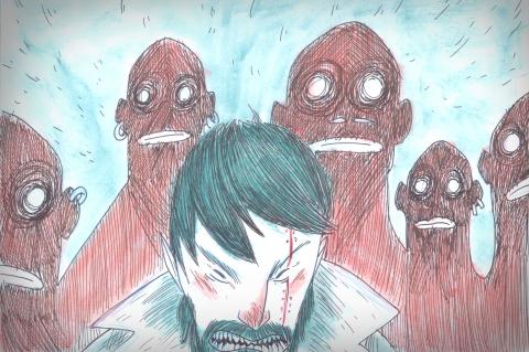 ilustracion Moby-Dick: El capitán con los polizones a su espalda