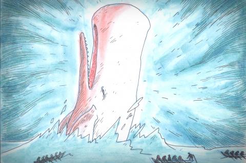 ilustracion Moby-Dick: Lucha de la ballena