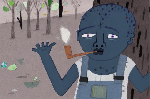 ilustracion Las aventuras de Huckleberry Finn: Conversando con el «cabezota» de Jim