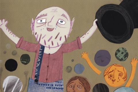 ilustracion Las aventuras de Huckleberry Finn: El pícaro Rey engañando a los asistentes de una reunión religiosa