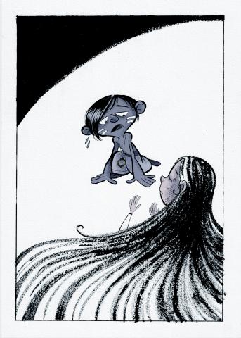 ilustracion La historia interminable: Atreyu ante la Emperatriz