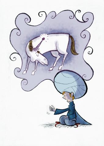 ilustracion La historia interminable: Bastián cuenta la historia de Amarganz