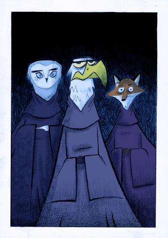 ilustracion La historia interminable: Los tres Pensadores Profundos