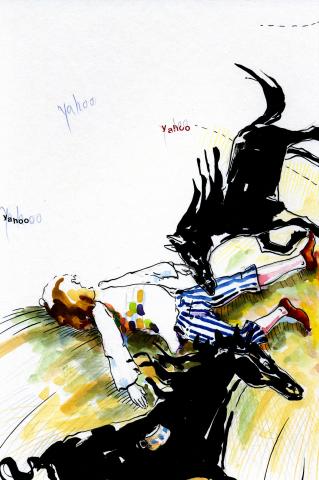 ilustracion Los viajes de Gulliver: Gulliver se ha desmayado