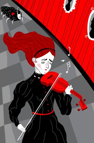 ilustracion La metamorfosis: La música del violín embelesa a Gregorio