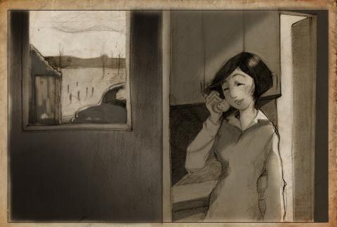 ilustracion A sangre fría: Nancy hablando por teléfono con Susan