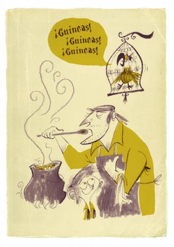 ilustracion La isla del tesoro: Buena relación entre Jim y John Silver