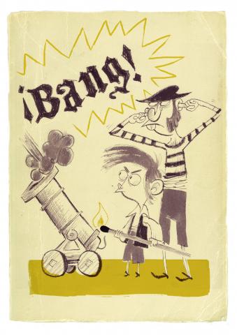 ilustracion La isla del tesoro: Un gran tiroteo entre los dos bandos