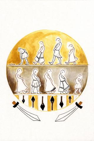 ilustracion La Odisea: Las almas de los pretendientes dirigiéndose hacia el Hades