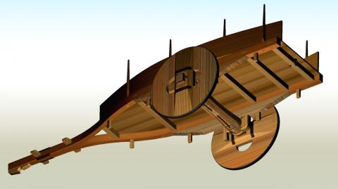 ilustracion Contrapicado de un carro tradicional gallego