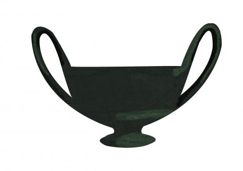 ilustracion Kantharos griego, Museo arqueológico de Ibiza y Formentera, Dalt Vila, Ibiza, Islas Baleares 