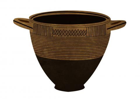 ilustracion Vaso corintio hallado en la necrópolis de La Laurita, Almuñécar, Granada