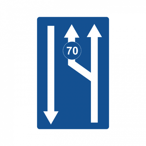 ilustracion Paso de uno a dos carriles, quedando el nuevo carril reservado para tráfico rápido