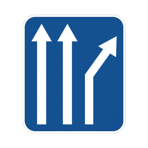 ilustracion Bifurcación hacia la derecha en calzada de tres carriles