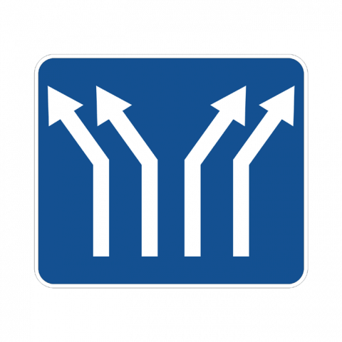 ilustracion Bifurcación en calzada de cuatro carriles