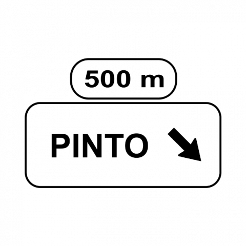 ilustracion Preseñalización con señales sobre la calzada en carretera convencional hacia carretera convencional