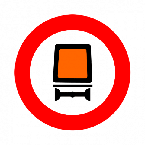 ilustracion Entrada prohibida a vehículos que transporten mercancías peligrosas
