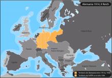 ilustracion Expansión del Imperio alemán en 1914, II Reich 