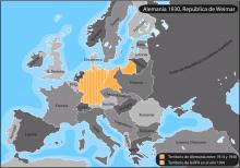 ilustracion Territorio alemán en 1930, República de Weimar 