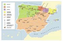 ilustracion Mapa de las principales ciudades y su arquitectura en la Península Ibérica del s. XI