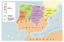 ilustracion Mapa de la expansión de los reinos cristianos por la Península Ibérica en el s. XII