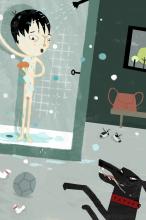 ilustracion Los cachorros: Un perro furioso ataca a Cuéllar en las duchas