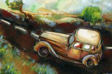ilustracion Diez negritos: El doctor Amstrong en un automóvil