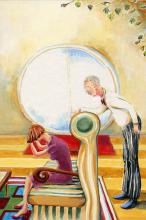 ilustracion Diez negritos: Vera Claythorne llora y el general Macarthur le dio unas palmaditas en el hombro