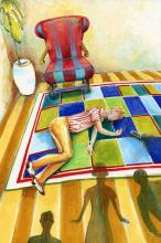 ilustracion Diez negritos: Anthony se derrumbó al pie de su silla