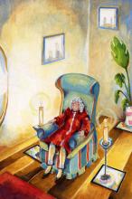 ilustracion Diez negritos: El juez Wargrave aparece muerto en un butacón con su toga y su peluca