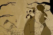 ilustracion El perro de Baskerville: Watson pasea con Beryl 