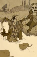 ilustracion El perro de Baskerville: Watson y Holmes avanzaban solos por la ciénaga