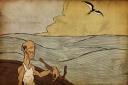 ilustracion El viejo y el mar: El viejo ve una fragata
