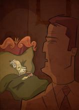 ilustracion El sueño eterno: Contándole lo averiguado al general Sternwood