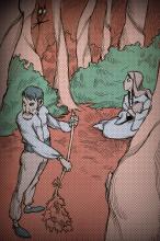 ilustracion La perla: Juana y Kino se esconden