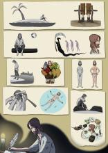 ilustracion Robinson Crusoe: Antepone el bien al mal para consolarse