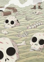 ilustracion Robinson Crusoe: Encuentra los restos de un ritual caníbal