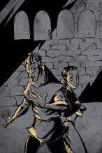 ilustracion Hamlet: Espían el encuentro entre Ofelia y Hamlet
