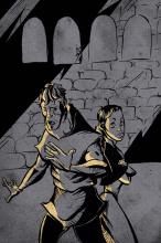 ilustracion Hamlet: Espían el encuentro entre Ofelia y Hamlet