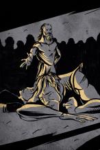 ilustracion Hamlet: Fortimbrás dando órdenes de limpiar la sala de cadáveres