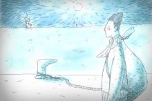 ilustracion Moby-Dick: Ismael mirando el mar