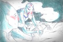 ilustracion Moby-Dick: Ismael y Queequeg se hacen amigos