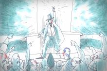 ilustracion Moby-Dick: El capitán Ahab ofrece una onza de oro española